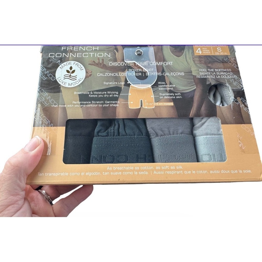 French Connection Boxer‎ Brief Men S Black Grey New 4-Pack Luxe Modal Stretch